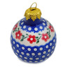 Polish Pottery Christmas Ball Ornament 3&quot; Blossom Dots