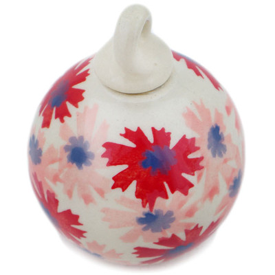 Polish Pottery Christmas Ball Ornament 3&quot; Blossom Radiance UNIKAT
