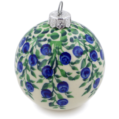 Polish Pottery Christmas Ball Ornament 3&quot; Blue Dream
