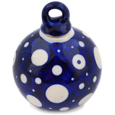 Polish Pottery Christmas Ball Ornament 3&quot; Blue Eye Scatter UNIKAT