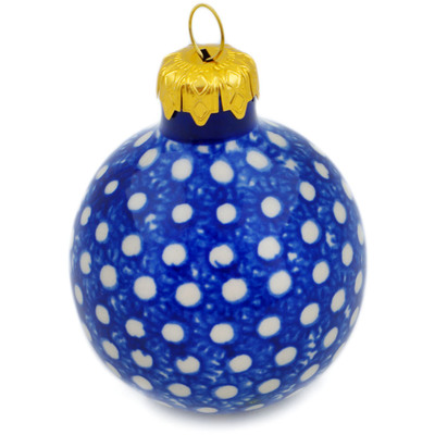 Polish Pottery Christmas Ball Ornament 3&quot; Blue Heaven
