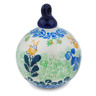 Polish Pottery Christmas Ball Ornament 3&quot; Bluebells And Irises UNIKAT