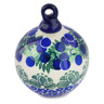 Polish Pottery Christmas Ball Ornament 3&quot; Blueberry Fields Forever