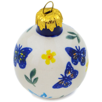 Polish Pottery Christmas Ball Ornament 3&quot; Butterfly Ballet