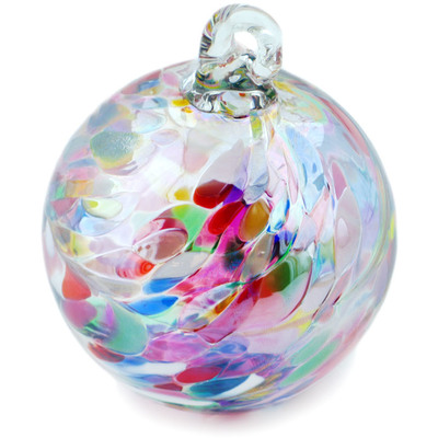 Glass Christmas Ball Ornament 3&quot; Confetti Fluorescence
