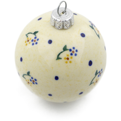 Polish Pottery Christmas Ball Ornament 3&quot; Country Meadow