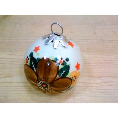 Polish Pottery Christmas Ball Ornament 3&quot; Crown Of Brown UNIKAT