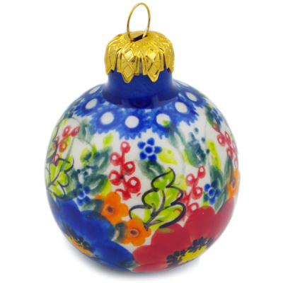Polish Pottery Christmas Ball Ornament 3&quot; Daydreams UNIKAT