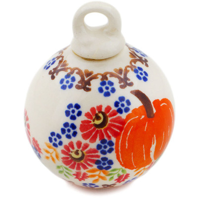 Polish Pottery Christmas Ball Ornament 3&quot; Fall Assortment UNIKAT