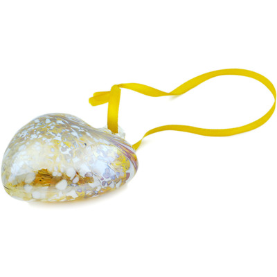 Glass Christmas Ball Ornament 3&quot; Frosty Gold
