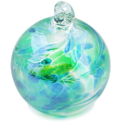 Glass Christmas Ball Ornament 3&quot; Frosty Green