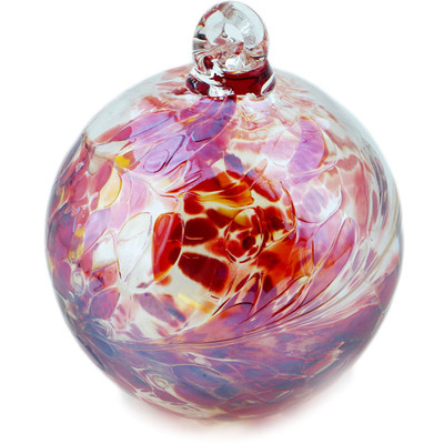 Glass Christmas Ball Ornament 3&quot; Frosty Ruby Rose