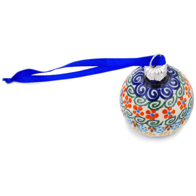 Polish Pottery Christmas Ball Ornament 3&quot; Good Days UNIKAT