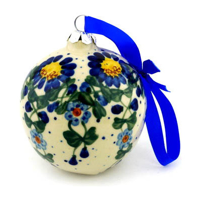 Polish Pottery Christmas Ball Ornament 3&quot;