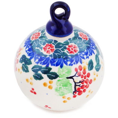 Polish Pottery Christmas Ball Ornament 3&quot;