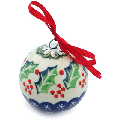 Polish Pottery Christmas Ball Ornament 3&quot;