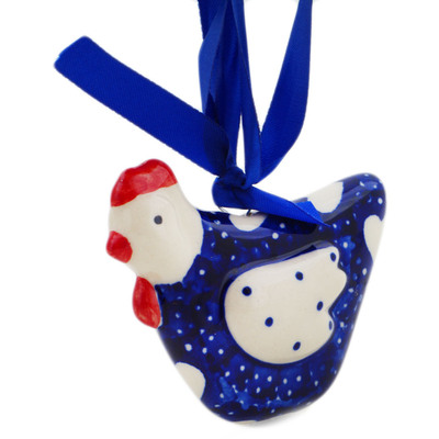 Polish Pottery Christmas Ball Ornament 3&quot; Heart&#039;s Full Of Love