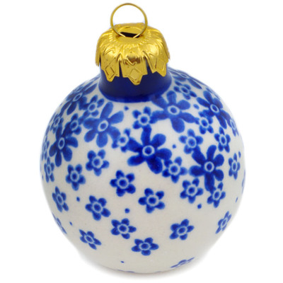 Polish Pottery Christmas Ball Ornament 3&quot; Indigo Infusion