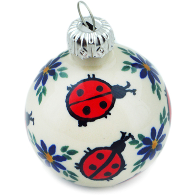 Polish Pottery Christmas Ball Ornament 3&quot; Love Bug UNIKAT