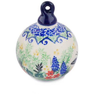 Polish Pottery Christmas Ball Ornament 3&quot; Mariposa UNIKAT