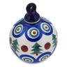 Polish Pottery Christmas Ball Ornament 3&quot; Peacock Evergreen