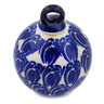 Polish Pottery Christmas Ball Ornament 3&quot; Retro Blue Tulips