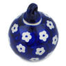 Polish Pottery Christmas Ball Ornament 3&quot; Simple Daisy