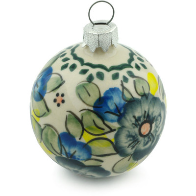 Polish Pottery Christmas Ball Ornament 3&quot; Soft And Sweet UNIKAT