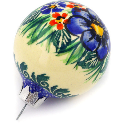 Polish Pottery Christmas Ball Ornament 3&quot; Spring Garden UNIKAT