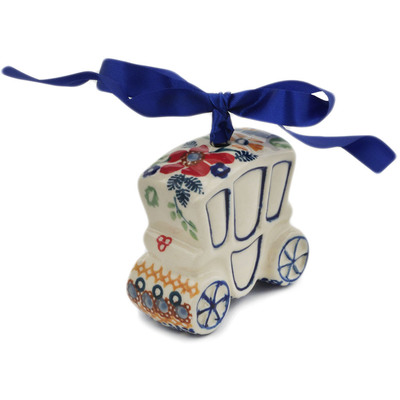 Polish Pottery Christmas Ball Ornament 3&quot; Summer Bouquet UNIKAT