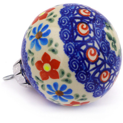 Polish Pottery Christmas Ball Ornament 3&quot; UNIKAT