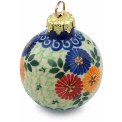 Polish Pottery Christmas Ball Ornament 3&quot; UNIKAT