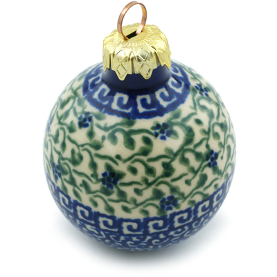 Polish Pottery Christmas Ball Ornament 3&quot; UNIKAT