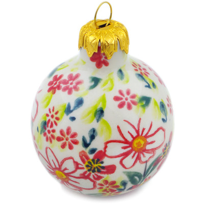 Polish Pottery Christmas Ball Ornament 3&quot; UNIKAT
