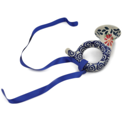 Polish Pottery Christmas Ball Ornament 3&quot; Wave Of Flowers