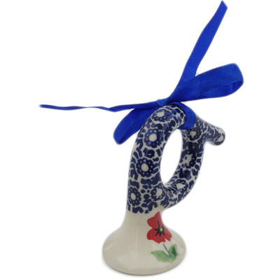 Polish Pottery Christmas Ball Ornament 3&quot; Wind-blown Poppies