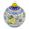 Polish Pottery Christmas Ball Ornament 4&quot; Blissful Blossoms