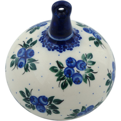 Polish Pottery Christmas Ball Ornament 4&quot; Blue Berry Special UNIKAT