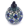 Polish Pottery Christmas Ball Ornament 4&quot; Blue Chicory
