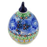 Polish Pottery Christmas Ball Ornament 4&quot; Blue Poppy Circle UNIKAT