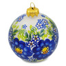 Polish Pottery Christmas Ball Ornament 4&quot; Bluebell Mosaic