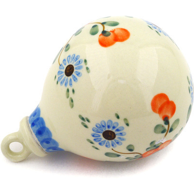 Polish Pottery Christmas Ball Ornament 4&quot; Cherry Blossoms