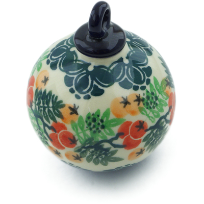 Polish Pottery Christmas Ball Ornament 4&quot; Cherry Tomato Garden