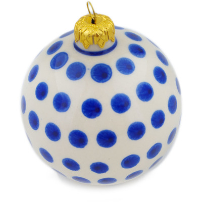 Polish Pottery Christmas Ball Ornament 4&quot; Classic Polka Dot