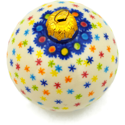 Polish Pottery Christmas Ball Ornament 4&quot; Colorful Night