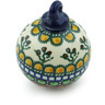 Polish Pottery Christmas Ball Ornament 4&quot; Cranberry Medley UNIKAT