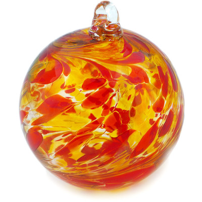 Glass Christmas Ball Ornament 4&quot; Flaming Red