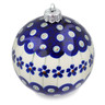 Polish Pottery Christmas Ball Ornament 4&quot; Flowering Peacock