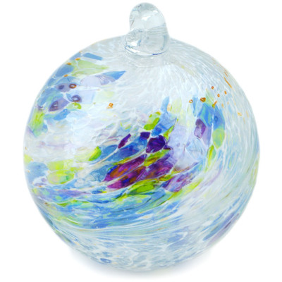 Glass Christmas Ball Ornament 4&quot; Frosty Blue