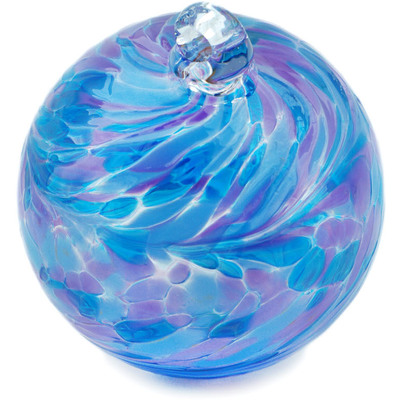 Glass Christmas Ball Ornament 4&quot; Frosty Blue